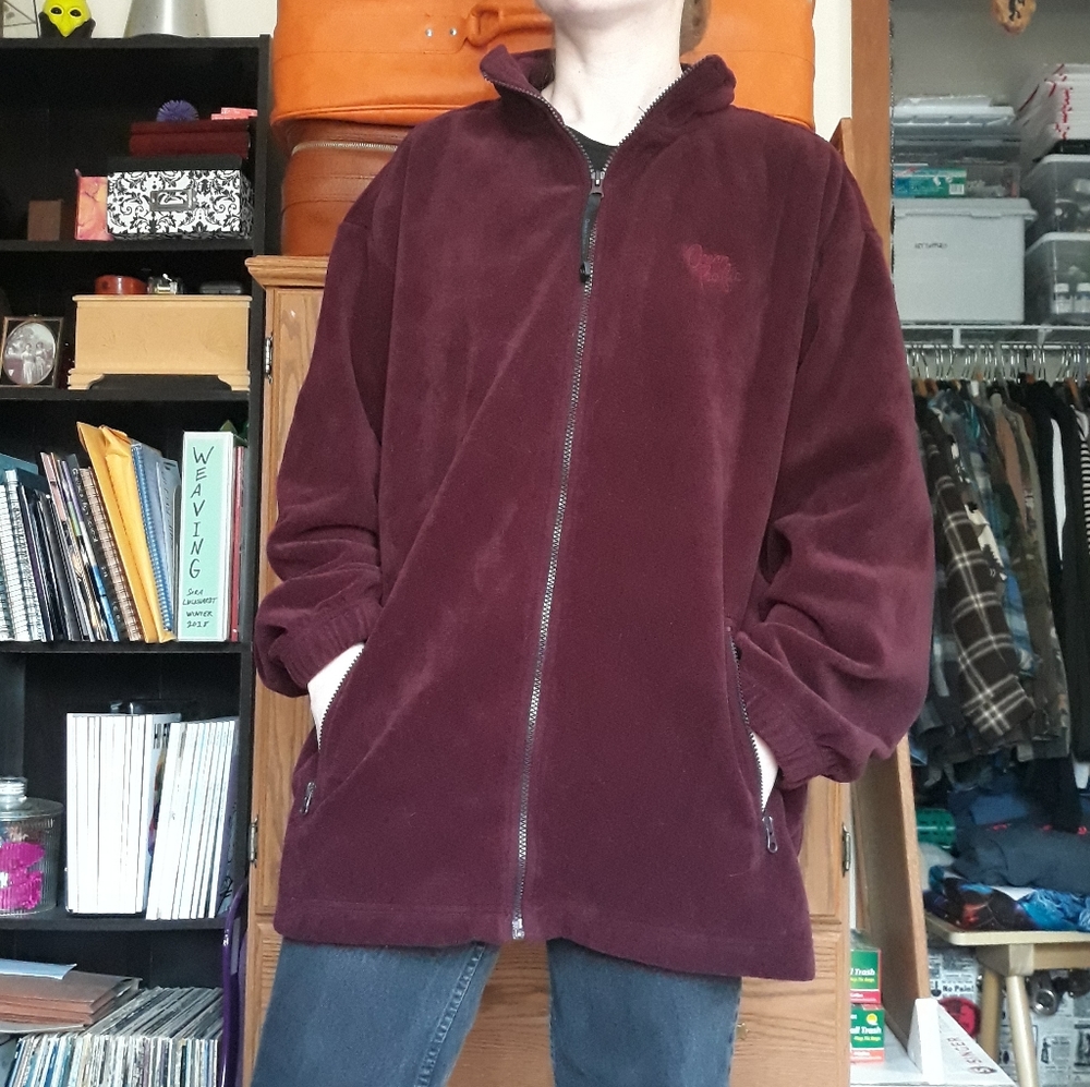 Y2K OP Ocean Pacific Burgundy Fleece Zip-Up